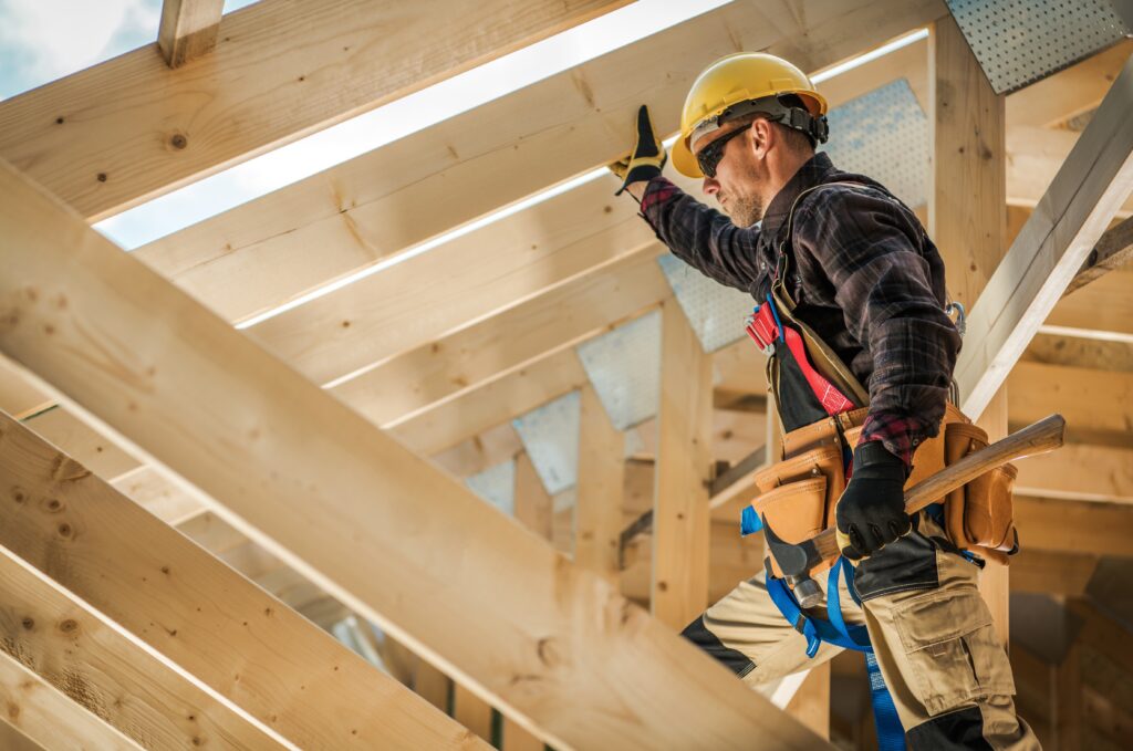Man on a construction site working. 