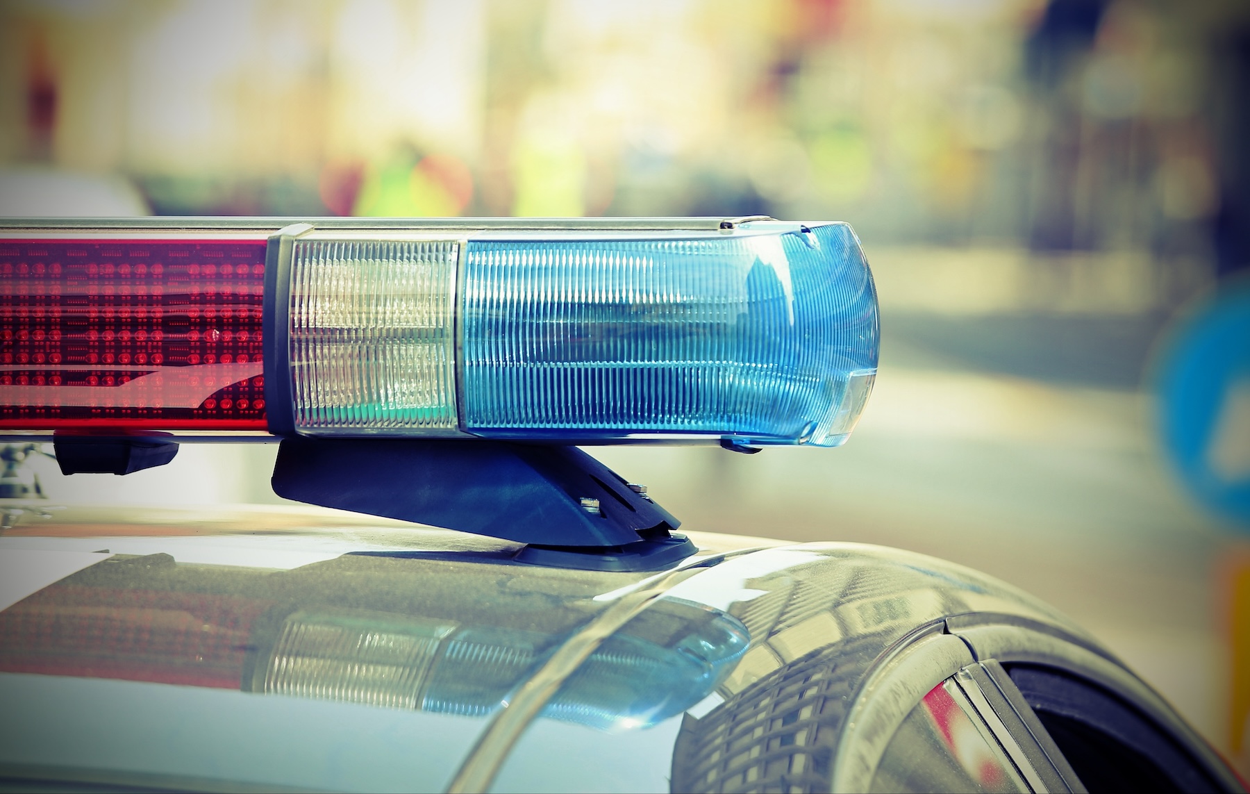 Close up of police car lights